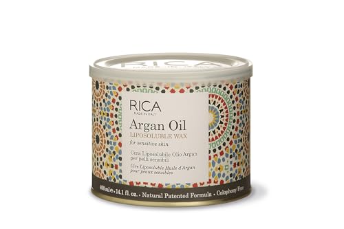 RICA | Argan Liposoluble Wax 400 ml per Pelli Sensibili con Olio di Argan Idratante ed Emolliente | Ceretta Professionale per Viso, Corpo e Zone Delicate | Senza Colofonia | Made in Italy