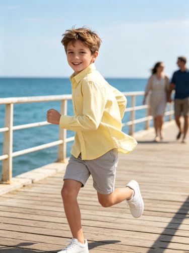 Image of DHTS Boys' Dress Shirts Toddle Boy Long Sleeve Uniform Shirt for Kids