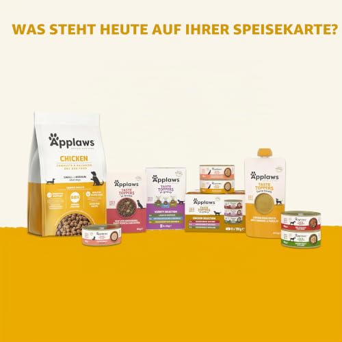 Applaws Premium Natural Nassfutter für Hunde, getreidefreies Huhn mit Gemüse in Sauce, Topping für Hunde 12 x 85g Packung