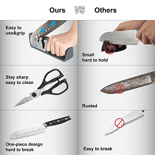Hanmaster Knife Sharpeners, Kitchen Scissors，Santoku Knife, 3 Pack Kitchen Knife Set For Home And Restaurants, Gift Box Packed. #TOP4