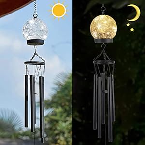 Wind Chimes Outdoor Solar Lights, 42 Inch Large Sympathy Chime 15 LED Twinkle Warm White Crackled Glass Sphere Ball Hanging Lantern Birthday Gifts for Decorative in Garden, Yard, Patio, Landscape Wind Chimes Outdoor Solar Lights 42 Inch Large Sympathy Chime 15 LED Twinkle Warm White Crackled Glass Sphere Ball Hanging Lantern Birthday Gifts for Decorative in Garden Yard Patio Landscape