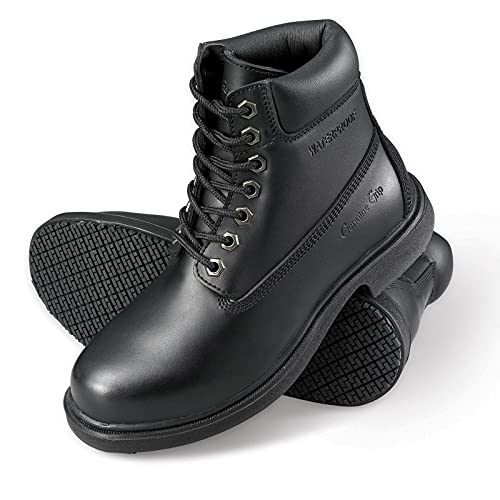 Footwear Men's Slip-Resistant Waterproof Boot,Black Leather,US 10 W