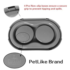 PetLike Ants Away Double Dog Water and Food Bowls,6 cups/48oz Pet Feeder Bowls for Puppy Medium Large Dogs Cats (Grey, 15.5X9.5X2.75 INCH) PetLike Ants Away Double Dog Water and Food Bowls,6 cups/48oz Pet Feeder Bowls for Puppy Medium Large Dogs Cats (Grey, 15.5X9.5X2.75 INCH)