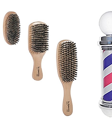 Scalpmaster Set of 3 Boar/Nylon Bristle Brushes - Medium to Firm - Oval Palm, Club, and Wave - Unisex - For Improving Hair Texture, Stimulating Scalp, Reducing Hair Damage