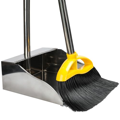 Broom & dustpan set with adjustable handle