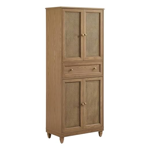 Crosley Katia Rattan Pantry Storage Cabinet