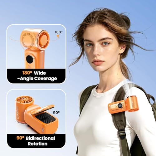 Image of Portable Clip-On Mini Fan Handheld Turbo Fan 3000mA 14500 RPM | 5-speed adjustable high-speed personal fan,Pocket Size USB Cooling Fan for makeup,Travel, Lash Tech & Office