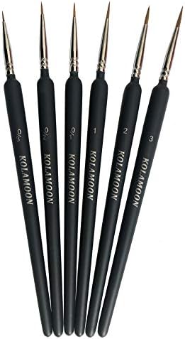 KOLAMOON 6 Pieces Fine Detail Paint Brushes Set Miniature Artist Paint Brushes set for Acrylic Painting, Watercolor, Model, Oil painting