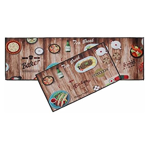 LY4U Kitchen Rug Set 2 Pieces Microfiber Non-Slip Water Absorbent Kitchen Floor Runner Mat Machine Washable Area Rugs (40x60cm+40x120cm) Cover