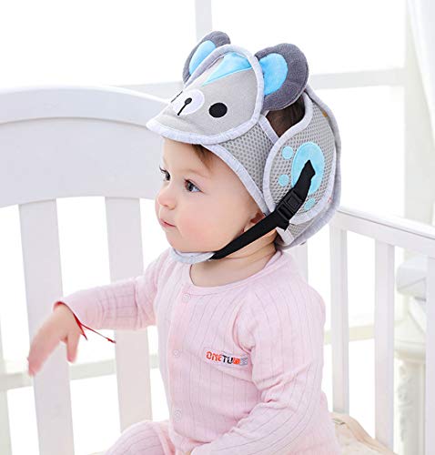 Capacete de segurança ajustável para bebês e crianças com arnês protetores para caminhadas, Bear