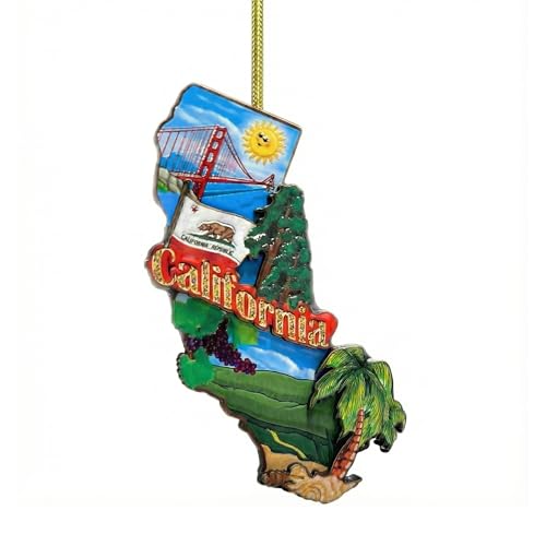 California Christmas Ornament 4 Inches Double Sided