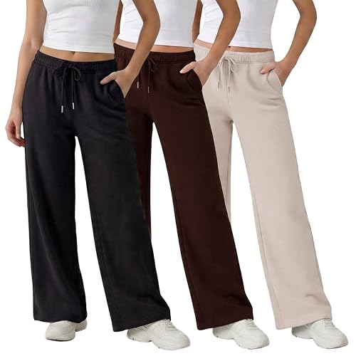 3 Pack Sweatpants Women, Wide Leg Womens Sweatpants, Workout - Yoga Pants (Available in Plus)