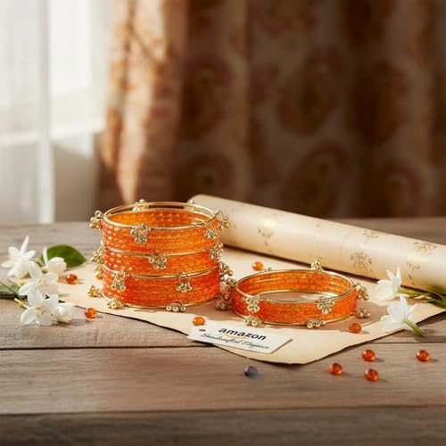 Image of Kashmiri Ghangharoo Glass Bangle Set for Women| Light Weight Bangles | Traditional Transparent Fancy Glass Chudi Set for Wedding, Party|Set Of 16(12 Glass + 4 ghungroo bangles)
