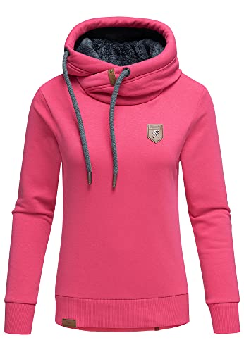 REPUBLIX Damen Kapuzenpullover Sweatjacke Pullover Hoodie Sweatshirt RD-002 Fuchsia L