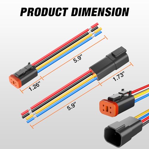 Image of Nilight 4 Pin DT Connectors 16AWG 6 Kits Male&Female Electrical Connector | Waterproof Plug and Play w /Heat Shrink Butt Terminals for Automotive Cars Truck Motorcycle Marine Boats