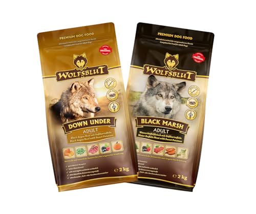 Wolfsblut Hund Adult | Trockenfutter | Multi Bundle | Mix Paket | Sparpaket | 2 x 2 kg | Verschiedene Sorten (2 x 2 KG, 1x Down Under, 1x Black Marsh)