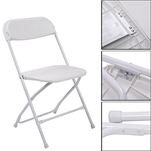 Sandinrayli 10 Pcs White Plastic Folding Chairs Commercial Quality Stackable Outdoor Event Wedding Party Chairs #TOP5