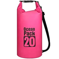 Retoo Dry Bag 20 l, sacchetto impermeabile per SUP, kayaking, gita in barca, canoa, pesca, nuoto, rosa impermeabile, sacchetto impermeabile con tracolla per sport acquatici, impermeabile, Colore: rosa