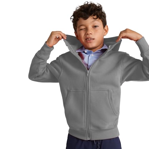 KINKIES Chaqueta con Capucha para niños, Cuello Alto y crematallera Completa a Juego - Sudadera Casual Elegante Vida Diaria para niñas y niños (FR/ES, Edad, 6 años, Regular, Gris)