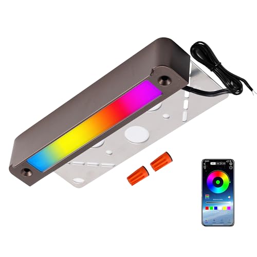 Varmtalys Smart Hardscape Lighting Low Voltage, RGBCW 5W LED Outdoor Step Lights, 12V Landscape App Controlled IP65 Waterproof Wired 7 Inch ORB Aluminum for Patio Deck Retaining Wall