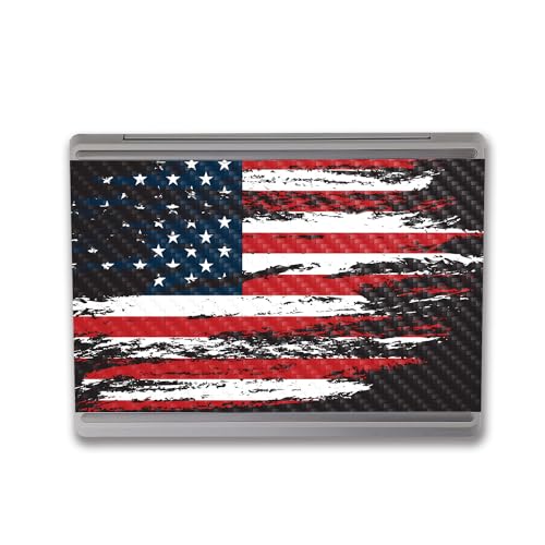Image of MightySkins Carbon Fiber Skin Compatible with Microsoft Surface Laptop Go 3 (2023) Full Wrap Kit - Tattered Flag | Protective, Durable Textured Carbon Fiber Finish | Made in The USA