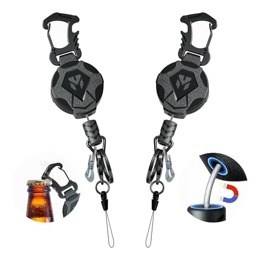 Milletech 2 Pack Heavy Duty Retractable Keychain with Magnetic, Tactical ID Badge Holder Reel, Sturdy and Durable Key Chain with 31.5” Steels Retractable Cord, Key Ring and Lobster Claw Clasp, 9.0oz