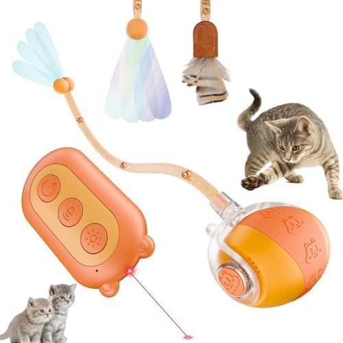 New Fi Interactive Cat Toy Ball with Remote Control and Laser Pointer, Smart Motion-Activated Rolling Toy with Find-My Feature, USB Rechargeable Indoor Cat Toy