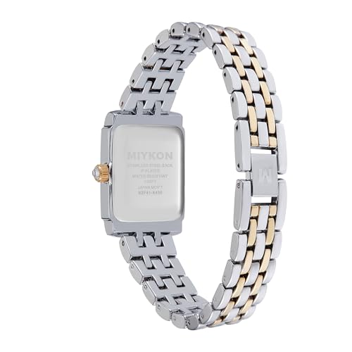 Montre carrée femme argent et or sertie de cristaux authentiques