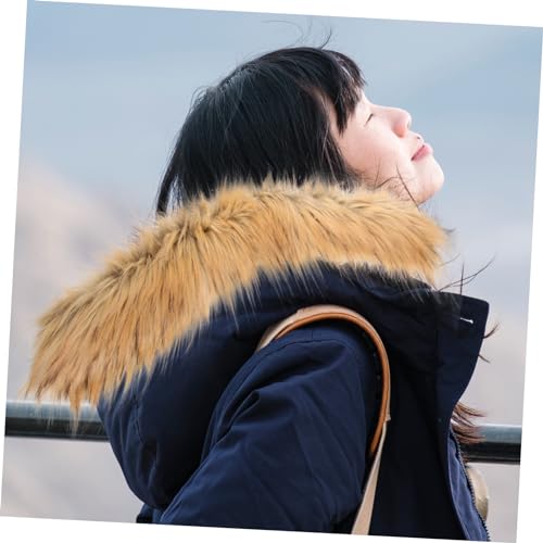 GALPADA Faux Fur Hood Trim Replacement Detachable for Coats Neck Warmer Brown4