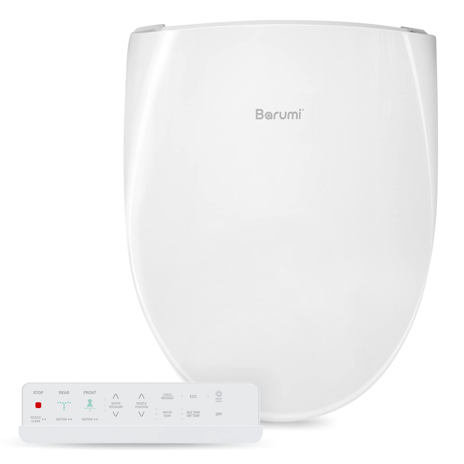 BARUMI BM-6000 Electric Elongated Bidet for Toilet, Warm Seat & Air Dryer, Warm Water & Pressure, Self-Cleaning, Child Mode, Eco Mode, Night Light, Hybrid Heating, Remote Controller, Soft Close Lid