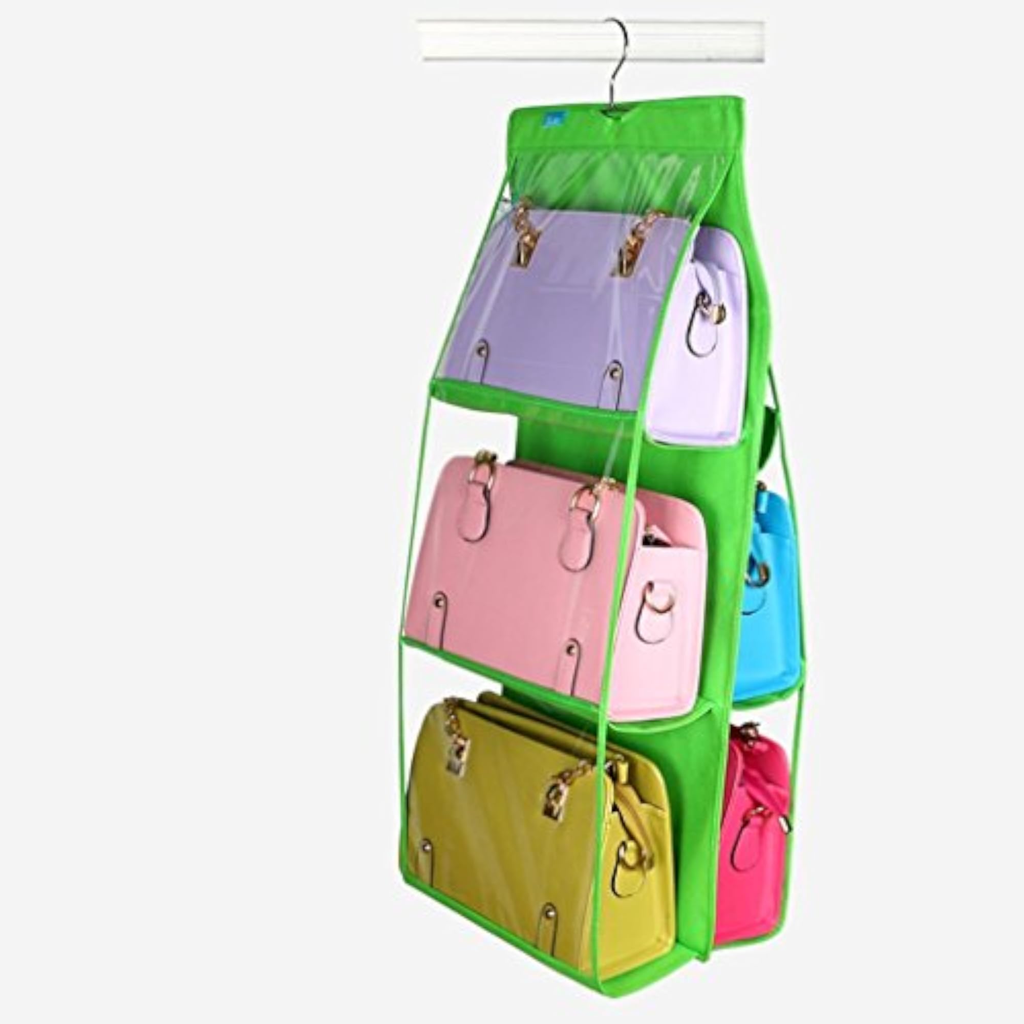 6 Pocket Large Clear Purse Handbag Hanging Storage Organizer