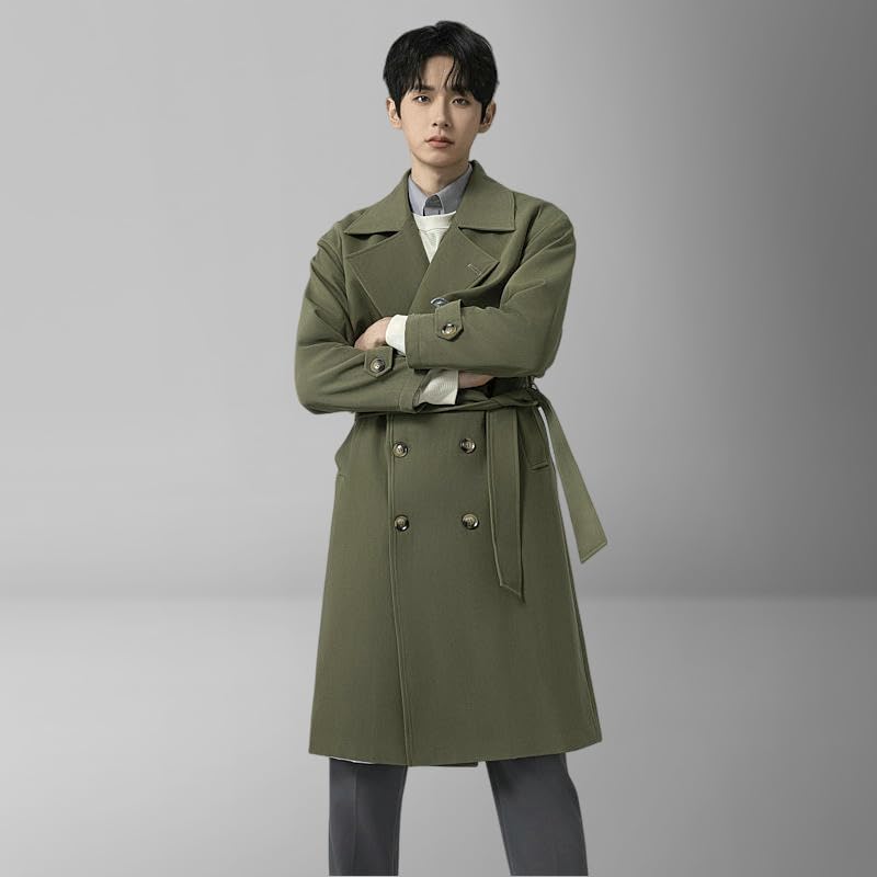 Trench long noir pour homme XL coupe ample style coréen