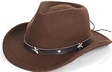 FGSS Kids Western Hats Toddler Boys Girls Cowboy Felt Fedora with Belt Buckle 3-7T Brown