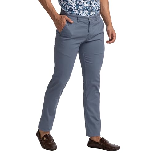 Image of Parx Men's Cotton Blend Print Pattern Low Rise Tapered Fit Flat Front Casual Trouser