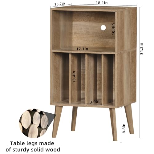 Support pour tourne-disque, moderne, peut contenir jusqu’à 160 albums, support de rangement en vinyle Mid-Century avec pieds en bois, étagère d’affichage pour tourne-disque, chêne - Les Beatles, Paul McCartney, John Lennon, RIngo Starr, George Harrison Support pour tourne-disque, moderne, peut contenir jusqu'à 160 albums, support de rangement en vinyle Mid-Century avec pieds en bois, étagère d'affichage pour tourne-disque, chêne – Image 4