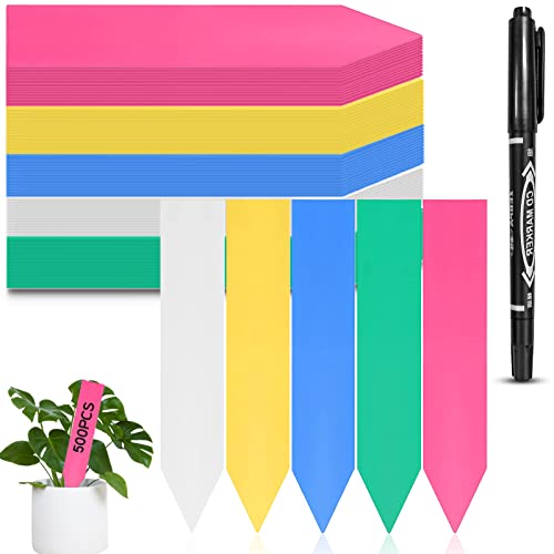 Étiquettes de Plantes, 500 Pièces Étiquettes en Plastique Pour Plantes Plastique Garden Etiquettes en 5 Couleurs Plantes Marqueurs Étiquettes, Pour la sélection végétalepour (A)