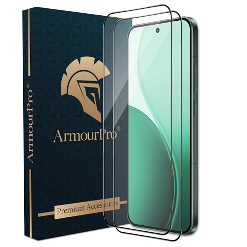 Image of ArmourPro Tempered Glass for Oppo Reno 14-9H Anti Scratch Screen Protector, Edge to Edge Coverage, HD Clarity, Smooth Touch, Case Friendly | Black, Pack of 2