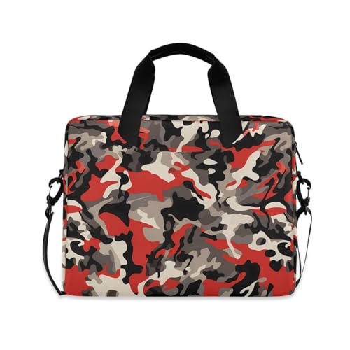 Maletín para portátil 15.6 pulg con asa y correa rojo camuflado miniatura 1