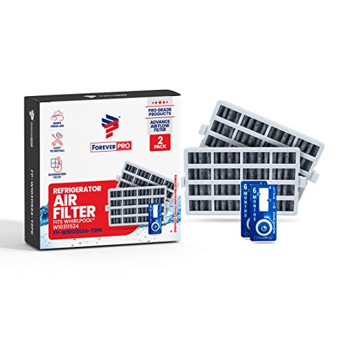 ForeverPRO W10311524 Air Cleaner Filter Assembly with Reminding Timer Pack of 2 for Whirlpool Refrigerator 2319308 AIR1 W10315189 W10335147