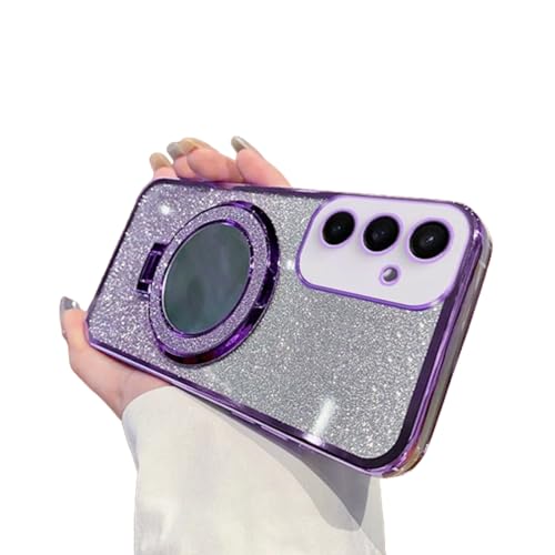 Coque silicone Samsung S23+ antichoc bague rotative miroir paillette