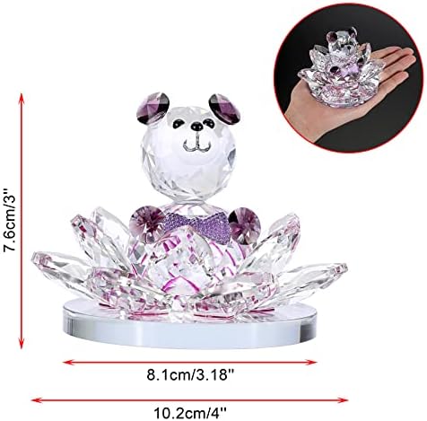Tolida Crystal Bear Figurine Collection, Cut Glass Animal Figurine Collectible Ornament, Ornamental Gift for Crystmas, Birthday, Anniversary, Decoration on Party, Wedding, Home Table, Purple