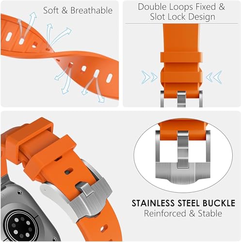 Image of Compatible Apple Ultra Watch Band 49mm 45mm 44mm 42mm Liquid Silicone Design Strap with Stainless Steel Adapter for iWatch SE Series 9 8 7 6 5 4 3 2 and Ultra for Men and Women