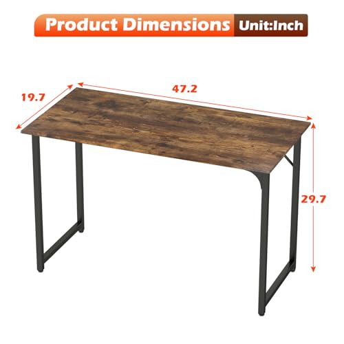 Image of PayLessHere | 47 Inch Computer Desk | Vintage | Office Desk with Metal Frame, Adjustable Feet | Water-Resistant, Scratchproof Surface | Sturdy Writing Table for Home Office or Study | Pack of 1