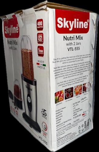 Image of SKY LINE VTL-555 ABS Nutri Mix with 2 Jar 400 W , Medium, Black
