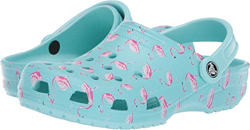 Image of Crocs Men's and Women's Classic Graphic Clog, ice blue /pink, 10 Women / 8 Men