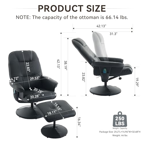 Sillón reclinable piel sintética negro miniatura 2