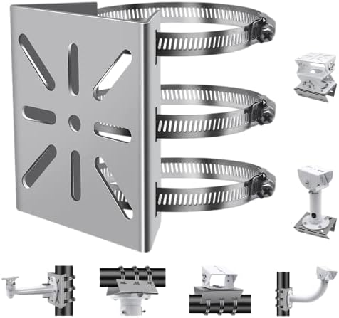 Lighfast Universal Wall Mounting Bracket with 3 Loops, Stainless Steel Vertical Pole Mount Adapter for CCTV Security Camera PTZ Dome Indoor Outdoor AP Access Point Client CPE