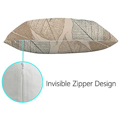 Top Carpenter Leafs Oblong Lumbar Plush Throw Pillow Cover/Shams Cushion Case - 20X36In - Decorative Invisible Zipper Design For Couch Sofa Pillowcase Only #TOP2