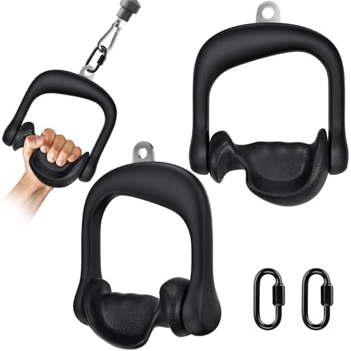 BeneLabel 2Pcs Ergonomic Grips D Handle Cable Attachment for Home Gym - Fits Your Hand Perfectly - Compatible with Cable Machines - 360 Rotation - 1000 lbs Weight Capacity by BeneLabel - Used condition - US$26.06