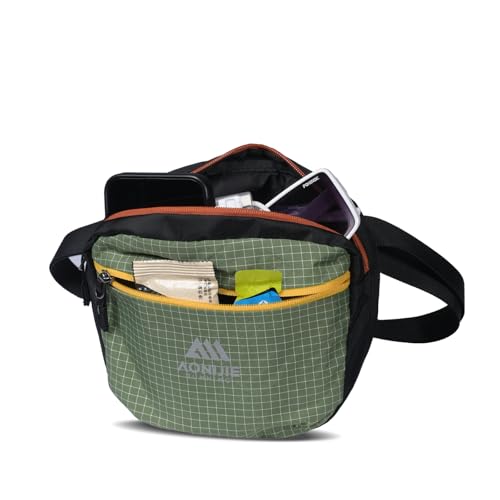 AONIJIE Crossbody Bag for Women Men, 4L Adjustable Sling Waist Pack, Water-Resistant Multi-Pocket Belt Bag for Travel, Hiking, Walking, Everyday Carry - Green
